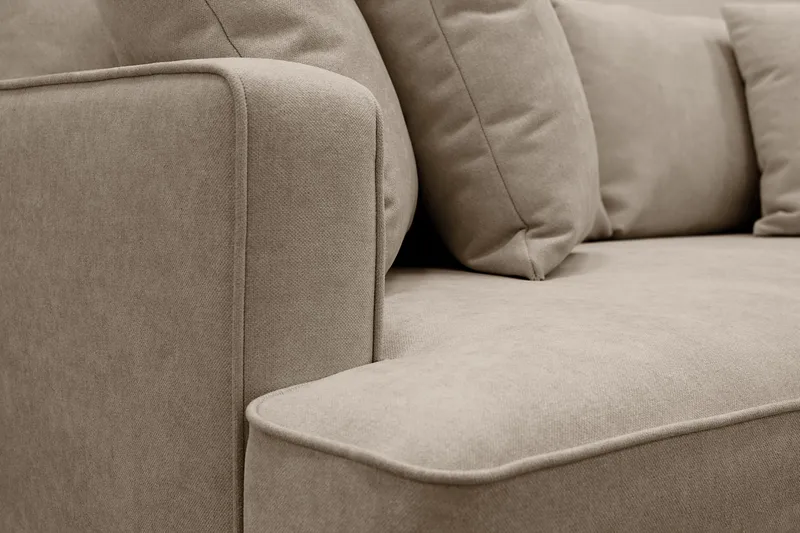Rossita 4-seters Høyrevendt L-formet Dyp Sjeselongsofa i Stoff - Brun - Møbler - Sofaer - Sofaer med sjeselong - 4 seters sofa med divan