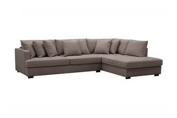 Rossita 4-seters Høyrevendt L-formet Dyp Sjeselongsofa i Stoff - Brun - Møbler - Sofaer - Sofaer med sjeselong - 4 seters sofa med divan