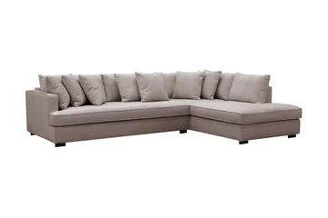 Rossita 4-seters Høyrevendt L-formet Dyp Sjeselongsofa med Hel Pute i Chenille - Grå / Brun - Møbler - Sofaer - Sofaer med sjeselong - 4 seters sofa med divan