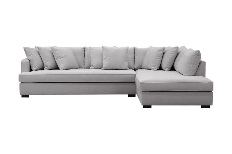 Rossita 4-seters Høyrevendt L-formet Dyp Sjeselongsofa med Hel Pute i Chenille, Grå