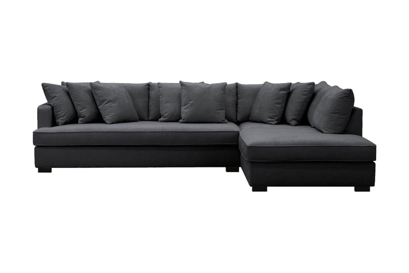 Rossita 4-seters Høyrevendt L-formet Dyp Sjeselongsofa med Hel Pute i Chenille, Svart