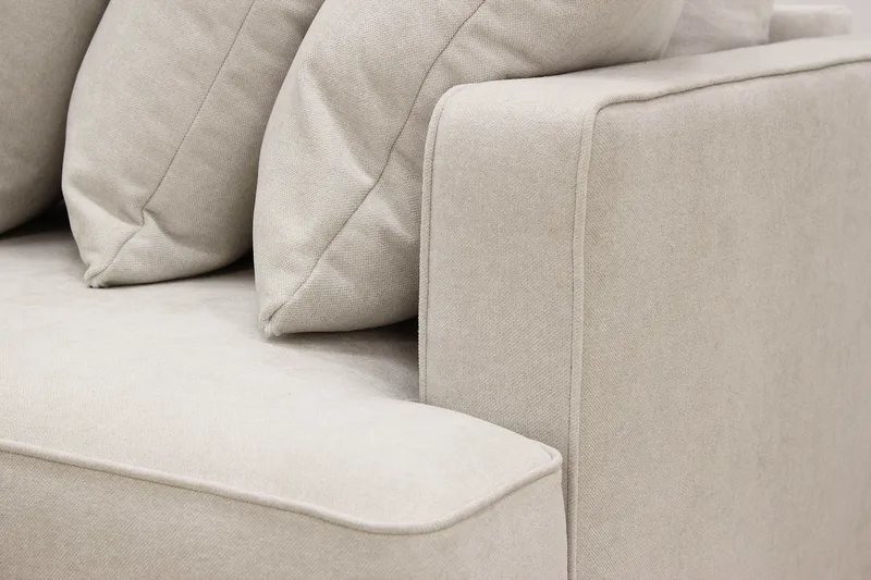 Rossita 4-seters Høyrevendt L-formet Dyp Sjeselongsofa med Hel Pute i Stoff - Beige - Møbler - Sofaer - Sofaer med sjeselong - 4 seters sofa med divan
