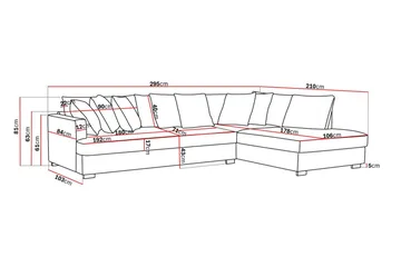 Rossita 4-seters Høyrevendt L-formet Dyp Sjeselongsofa med Hel Pute i Stoff - Beige - Møbler - Sofaer - Sofaer med sjeselong - 4 seters sofa med divan