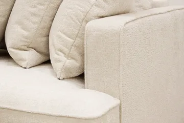 Rossita 4-seters Høyrevendt L-formet Dyp Sjeselongsofa med Hel Pute i Chenille - Beige - Møbler - Sofaer - Sofaer med sjeselong - 4 seters sofa med divan