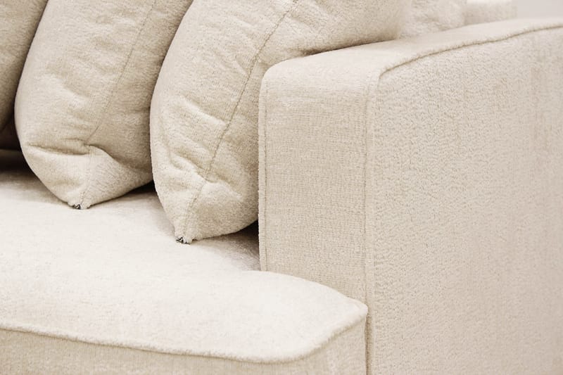 Rossita 4-seters Høyrevendt L-formet Dyp Sjeselongsofa med Hel Pute i Chenille - Beige - Møbler - Sofaer - Sofaer med sjeselong - 4 seters sofa med divan