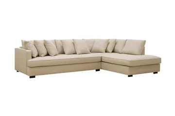Rossita 4-seters Høyrevendt L-formet Dyp Sjeselongsofa med Hel Pute i Bouclé - Beige - Møbler - Sofaer - Sofaer med sjeselong - 4 seters sofa med divan