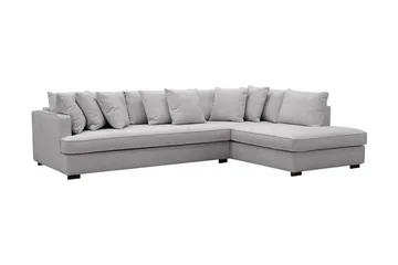 Rossita 4-seters Høyrevendt L-formet Dyp Sjeselongsofa med Hel Pute i Chenille - Grå - Møbler - Sofaer - Sofaer med sjeselong - 4 seters sofa med divan