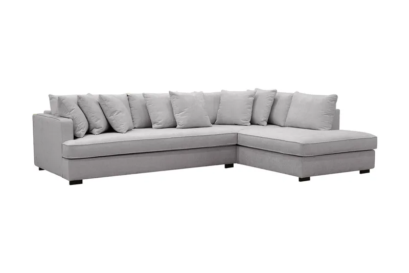 Rossita 4-seters Høyrevendt L-formet Dyp Sjeselongsofa med Hel Pute i Chenille - Grå - Møbler - Sofaer - Sofaer med sjeselong - 4 seters sofa med divan