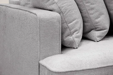 Rossita 4-seters Høyrevendt L-formet Dyp Sjeselongsofa med Hel Pute i Chenille - Grå - Møbler - Sofaer - Sofaer med sjeselong - 4 seters sofa med divan