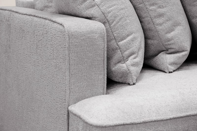 Rossita 4-seters Høyrevendt L-formet Dyp Sjeselongsofa med Hel Pute i Chenille - Grå - Møbler - Sofaer - Sofaer med sjeselong - 4 seters sofa med divan