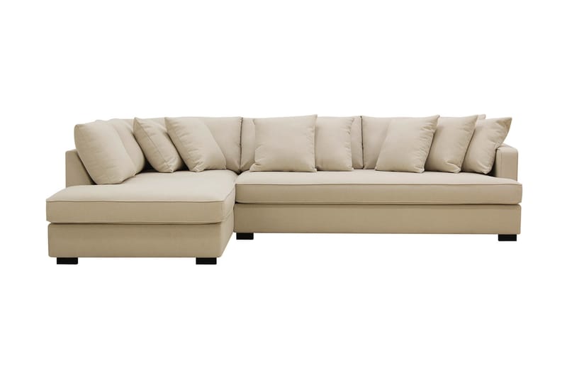 Rossita 4-seters Høyrevendt L-formet Dyp Sjeselongsofa med Hel Pute i Bouclé - Beige - Møbler - Sofaer - Sofaer med sjeselong - 4 seters sofa med divan