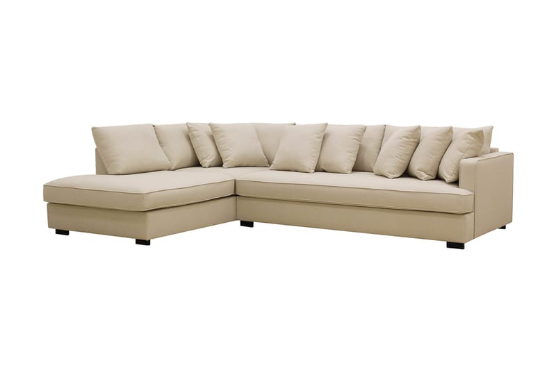 Rossita 4-seters Høyrevendt L-formet Dyp Sjeselongsofa med Hel Pute i Bouclé - Beige - Møbler - Sofaer - Sofaer med sjeselong - 4 seters sofa med divan
