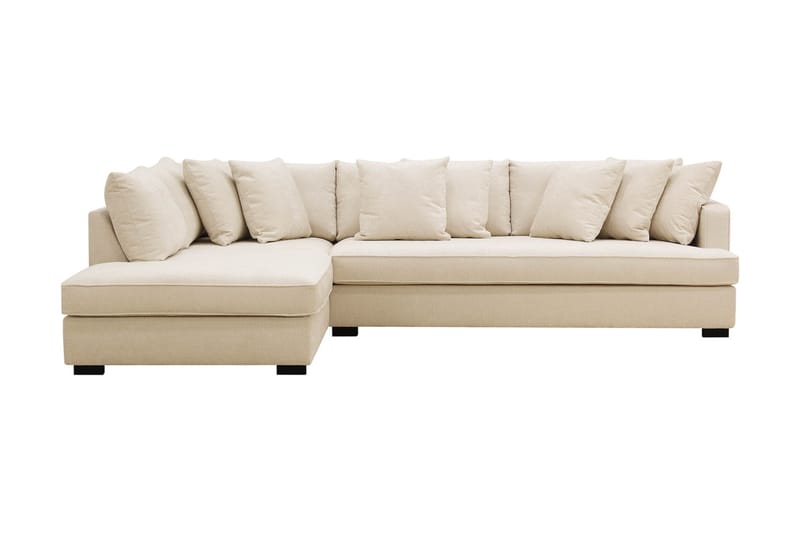 Rossita 4-seters Høyrevendt L-formet Dyp Sjeselongsofa med Hel Pute i Chenille - Beige - Møbler - Sofaer - Sofaer med sjeselong - 4 seters sofa med divan