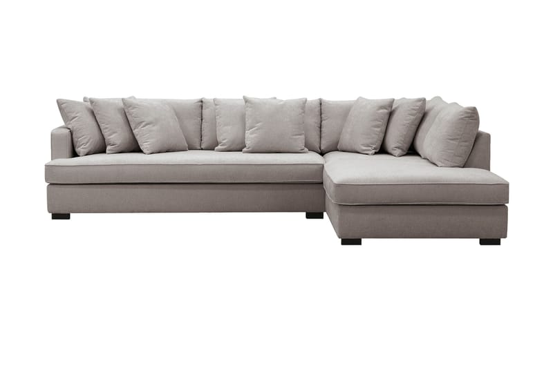 Rossita 4-seters Høyrevendt L-formet Dyp Sjeselongsofa med Hel Pute i Chenille - Grå / Brun - Møbler - Sofaer - Sofaer med sjeselong - 4 seters sofa med divan
