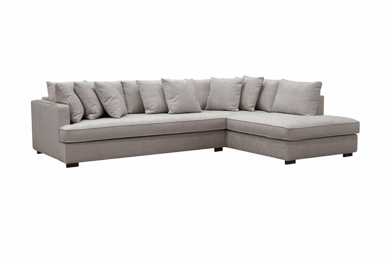 Rossita 4-seters Høyrevendt L-formet Dyp Sjeselongsofa med Hel Pute i Chenille - Grå / Brun - Møbler - Sofaer - Sofaer med sjeselong - 4 seters sofa med divan