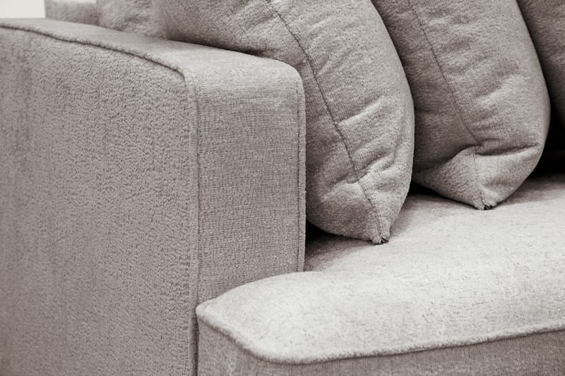 Rossita 4-seters Høyrevendt L-formet Dyp Sjeselongsofa med Hel Pute i Chenille - Grå / Brun - Møbler - Sofaer - Sofaer med sjeselong - 4 seters sofa med divan