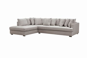 Rossita 4-seters Høyrevendt L-formet Dyp Sjeselongsofa med Hel Pute i Chenille - Grå / Brun - Møbler - Sofaer - Sofaer med sjeselong - 4 seters sofa med divan