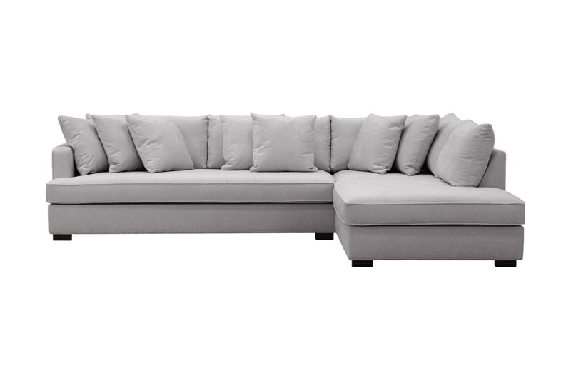 Rossita 4-seters Høyrevendt L-formet Dyp Sjeselongsofa med Hel Pute i Chenille - Grå - Møbler - Sofaer - Sofaer med sjeselong - 4 seters sofa med divan