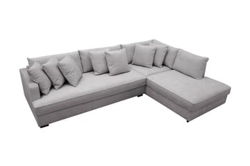 Rossita 4-seters Høyrevendt L-formet Dyp Sjeselongsofa med Hel Pute i Chenille - Grå - Møbler - Sofaer - Sofaer med sjeselong - 4 seters sofa med divan