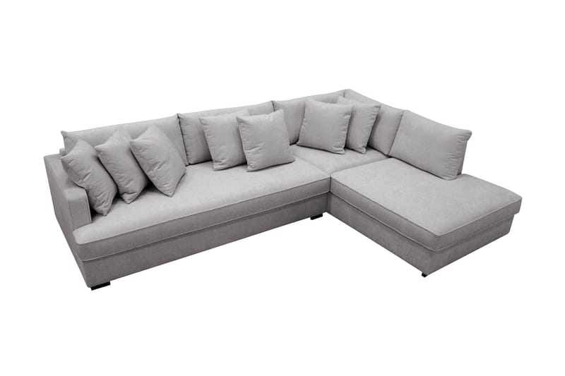 Rossita 4-seters Høyrevendt L-formet Dyp Sjeselongsofa med Hel Pute i Chenille - Grå - Møbler - Sofaer - Sofaer med sjeselong - 4 seters sofa med divan