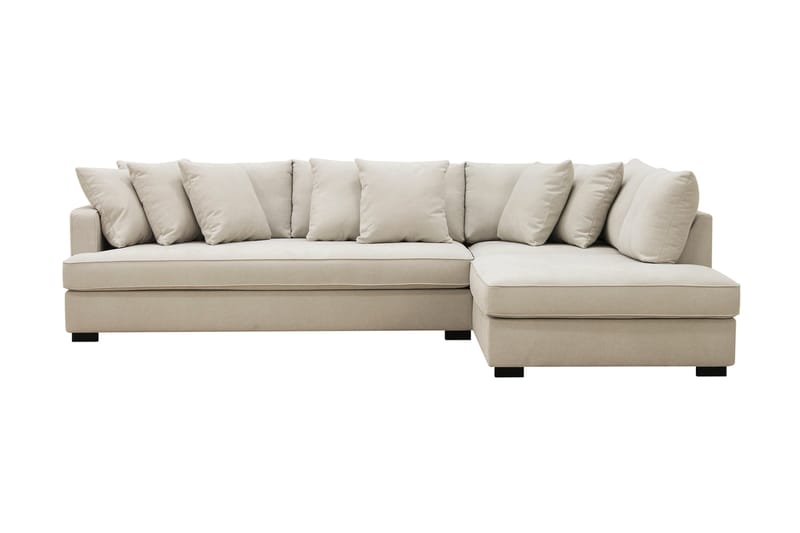 Rossita 4-seters Høyrevendt L-formet Dyp Sjeselongsofa med Hel Pute i Stoff - Beige - Møbler - Sofaer - Sofaer med sjeselong - 4 seters sofa med divan