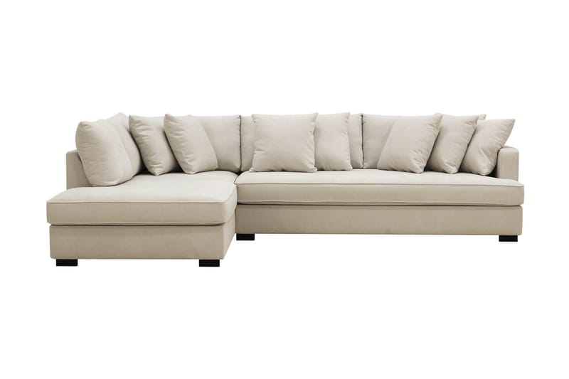 Rossita 4-seters Høyrevendt L-formet Dyp Sjeselongsofa med Hel Pute i Stoff - Beige - Møbler - Sofaer - Sofaer med sjeselong - 4 seters sofa med divan