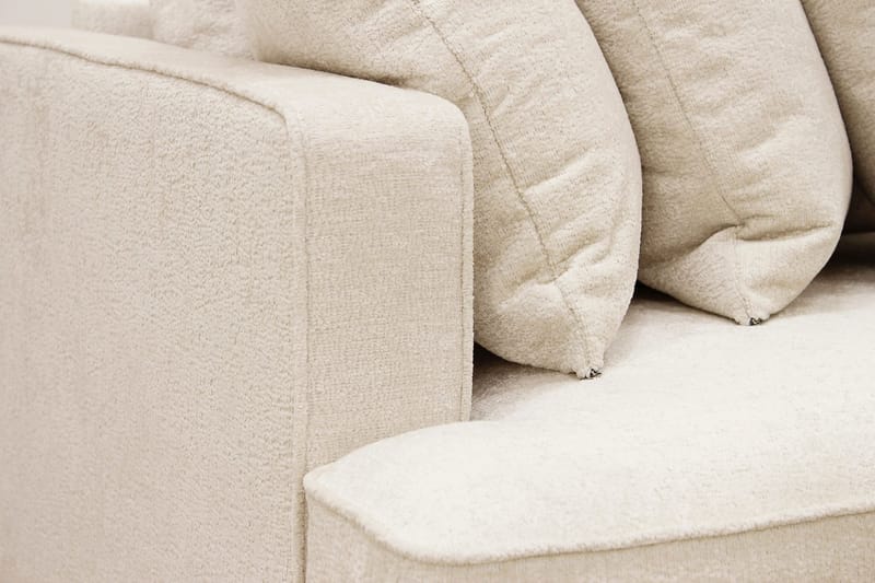 Rossita 4-seters Høyrevendt L-formet Dyp Sjeselongsofa med Hel Pute i Chenille - Beige - Møbler - Sofaer - Sofaer med sjeselong - 4 seters sofa med divan