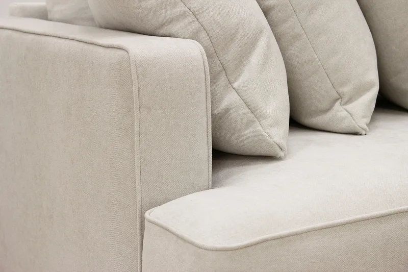 Rossita 4-seters Høyrevendt L-formet Dyp Sjeselongsofa med Hel Pute i Stoff - Beige - Møbler - Sofaer - Sofaer med sjeselong - 4 seters sofa med divan