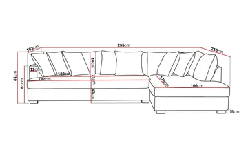 Rossita 4-seters Høyrevendt L-formet Dyp Sjeselongsofa med Hel Pute i Stoff - Beige - Møbler - Sofaer - Sofaer med sjeselong - 4 seters sofa med divan