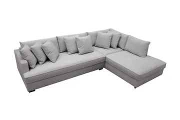 Rossita 4-seters Høyrevendt L-formet Dyp Sjeselongsofa med Hel Pute i Chenille - Grå - Møbler - Sofaer - Sofaer med sjeselong - 4 seters sofa med divan