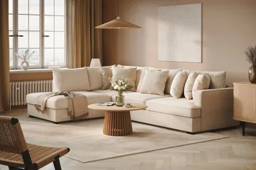Rossita 4-seters Venstrevendt L-formet Dyp Sjeselongsofa i Chenille - Beige - Møbler - Sofaer - Sofaer med sjeselong - 4 seters sofa med divan