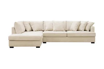 Rossita 4-seters Venstrevendt L-formet Dyp Sjeselongsofa i Chenille - Beige - Møbler - Sofaer - Sofaer med sjeselong - 4 seters sofa med divan
