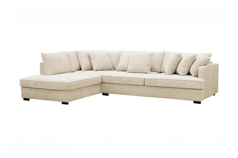 Rossita 4-seters Venstrevendt L-formet Dyp Sjeselongsofa i Chenille - Beige - Møbler - Sofaer - Sofaer med sjeselong - 4 seters sofa med divan