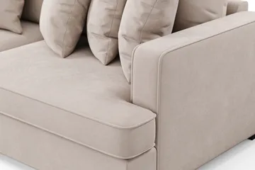 Rossita 4-seters Venstrevendt L-formet Dyp Sjeselongsofa i Fløyel - Beige - Møbler - Sofaer - Sofaer med sjeselong - 4 seters sofa med divan