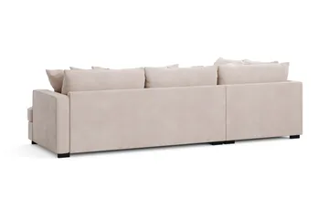 Rossita 4-seters Venstrevendt L-formet Dyp Sjeselongsofa i Fløyel - Beige - Møbler - Sofaer - Sofaer med sjeselong - 4 seters sofa med divan