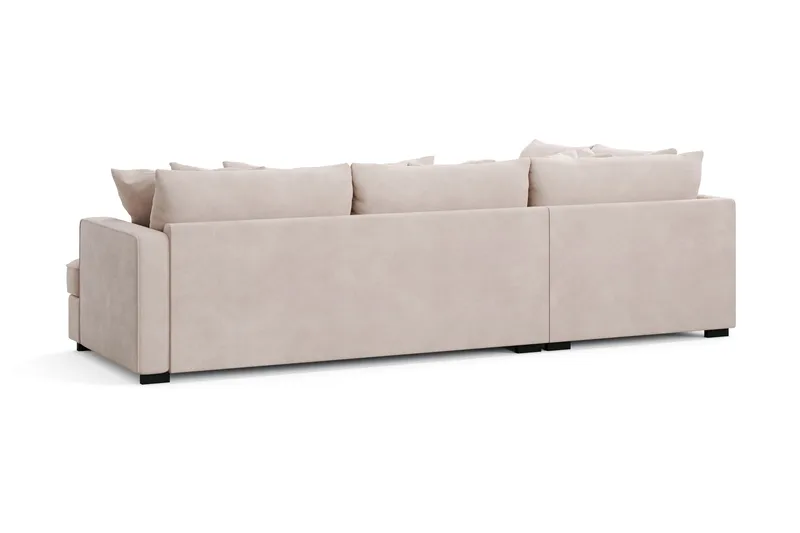 Rossita 4-seters Venstrevendt L-formet Dyp Sjeselongsofa i Fløyel - Beige - Møbler - Sofaer - Sofaer med sjeselong - 4 seters sofa med divan