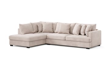 Rossita 4-seters Venstrevendt L-formet Dyp Sjeselongsofa i Fløyel - Beige - Møbler - Sofaer - Sofaer med sjeselong - 4 seters sofa med divan
