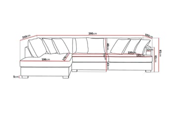 Rossita 4-seters Venstrevendt L-formet Dyp Sjeselongsofa i Fløyel - Beige - Møbler - Sofaer - Sofaer med sjeselong - 4 seters sofa med divan