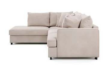 Rossita 4-seters Venstrevendt L-formet Dyp Sjeselongsofa i Fløyel - Beige - Møbler - Sofaer - Sofaer med sjeselong - 4 seters sofa med divan