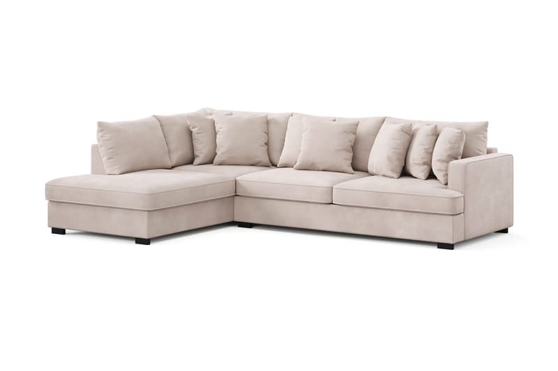 Rossita 4-seters Venstrevendt L-formet Dyp Sjeselongsofa i Fløyel - Beige - Møbler - Sofaer - Sofaer med sjeselong - 4 seters sofa med divan