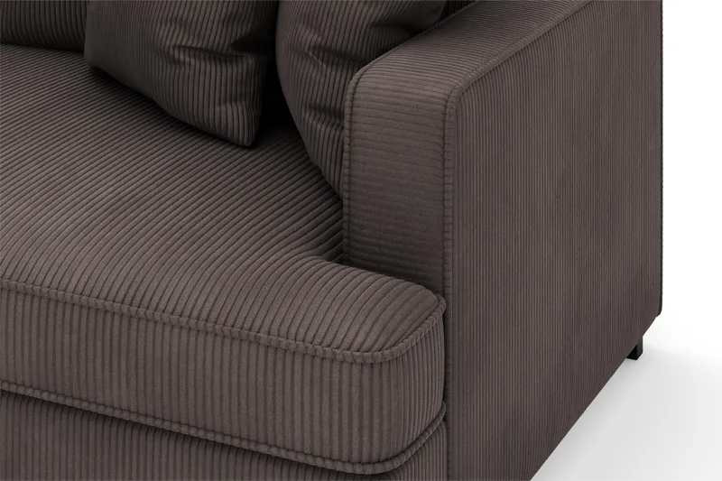 Rossita 4-seters Venstrevendt L-formet Dyp Sjeselongsofa i Kordfløyel - Mørkegrå - Møbler - Sofaer - Sofaer med sjeselong - 4 seters sofa med divan