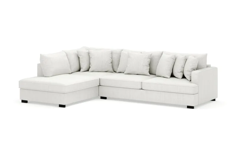 Rossita 4-seters Venstrevendt L-formet Dyp Sjeselongsofa i Kordfløyel - Offwhite - Møbler - Sofaer - Sofaer med sjeselong - 4 seters sofa med divan