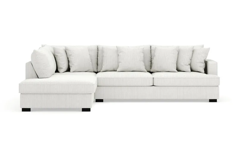 Rossita 4-seters Venstrevendt L-formet Dyp Sjeselongsofa i Kordfløyel, Offwhite