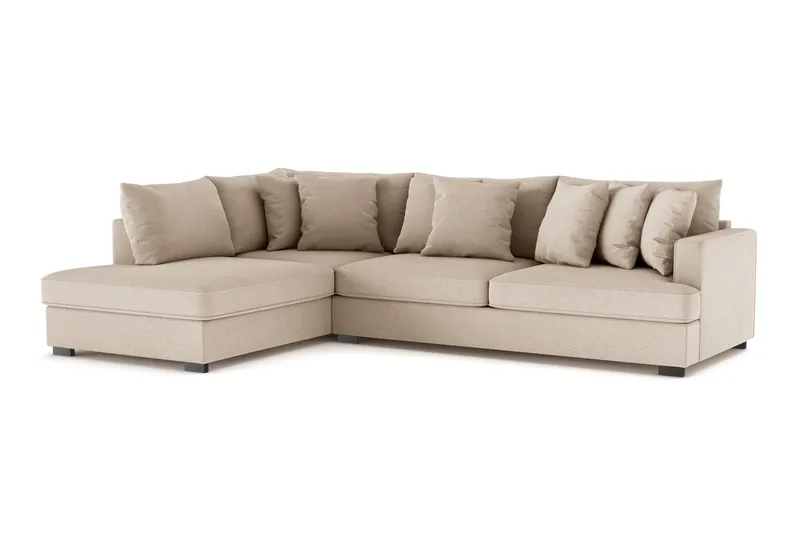 Rossita 4-seters Venstrevendt L-formet Dyp Sjeselongsofa i Stoff - Beige - Møbler - Sofaer - Sofaer med sjeselong - 4 seters sofa med divan