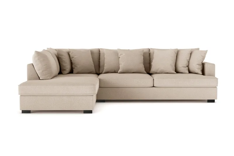 Rossita 4-seters Venstrevendt L-formet Dyp Sjeselongsofa i Stoff, Beige