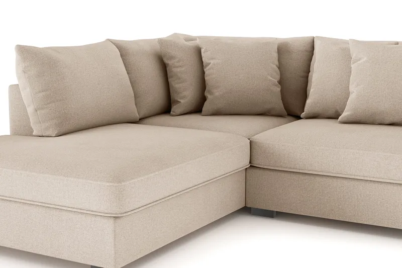 Rossita 4-seters Venstrevendt L-formet Dyp Sjeselongsofa i Stoff - Beige - Møbler - Sofaer - Sofaer med sjeselong - 4 seters sofa med divan