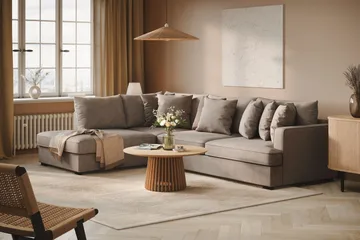 Rossita 4-seters Venstrevendt L-formet Dyp Sjeselongsofa i Stoff - Brun - Møbler - Sofaer - Sofaer med sjeselong - 4 seters sofa med divan