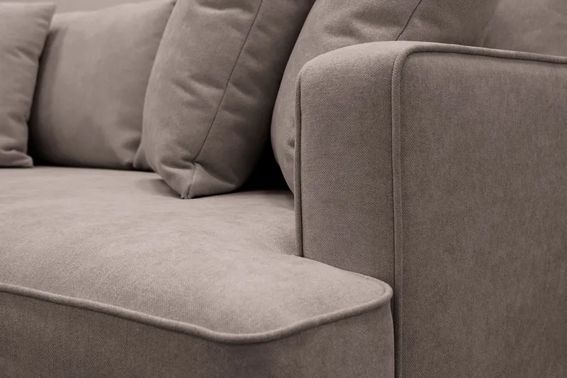 Rossita 4-seters Venstrevendt L-formet Dyp Sjeselongsofa i Stoff - Brun - Møbler - Sofaer - Sofaer med sjeselong - 4 seters sofa med divan