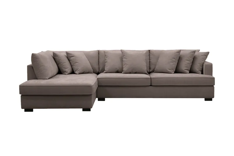 Rossita 4-seters Venstrevendt L-formet Dyp Sjeselongsofa i Stoff - Brun - Møbler - Sofaer - Sofaer med sjeselong - 4 seters sofa med divan