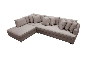 Rossita 4-seters Venstrevendt L-formet Dyp Sjeselongsofa med Hel Pute i Chenille - Grå / Brun - Møbler - Sofaer - Sofaer med sjeselong - 4 seters sofa med divan